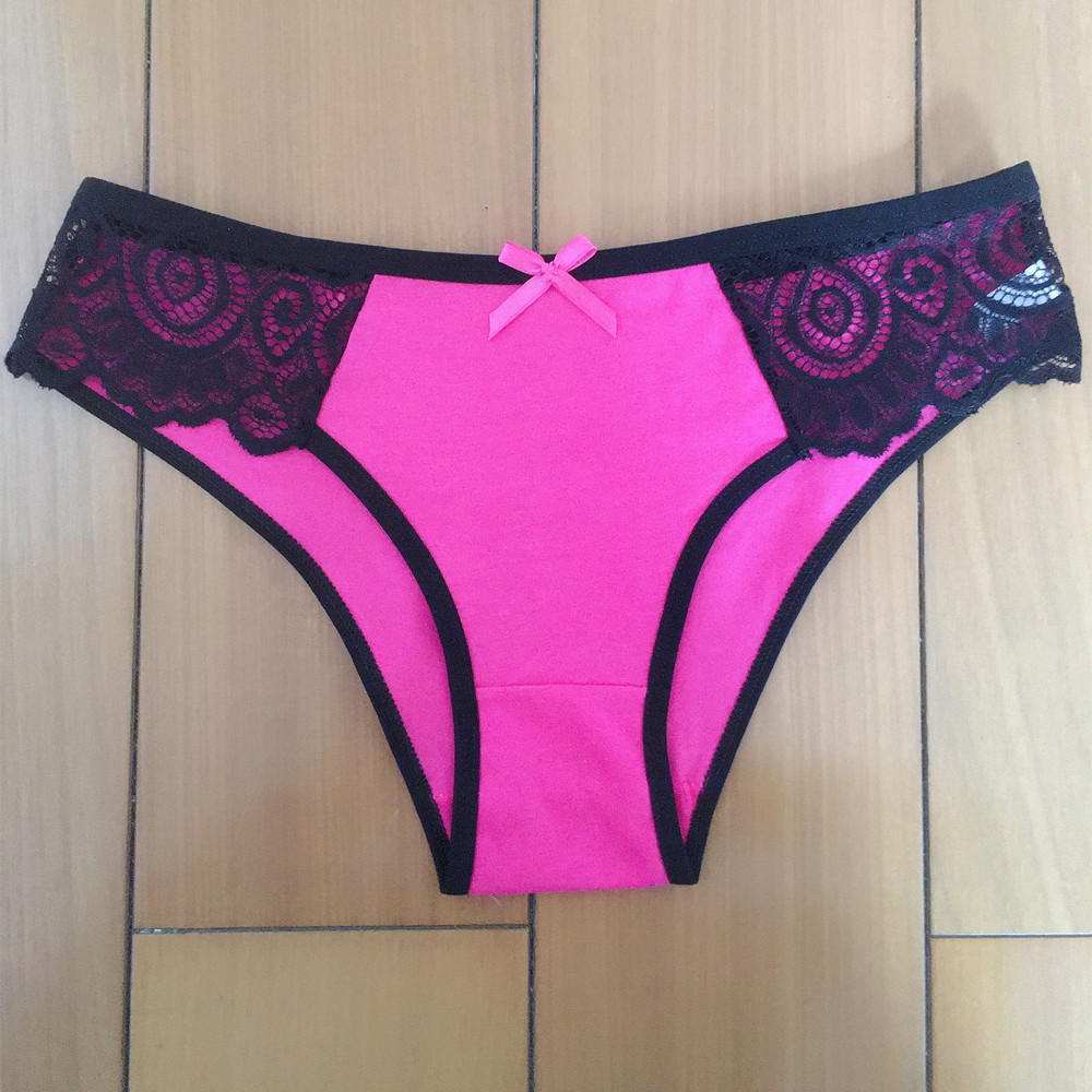Women's Low Waist Lace Color Matching Panties Cotton Briefs - Image 3