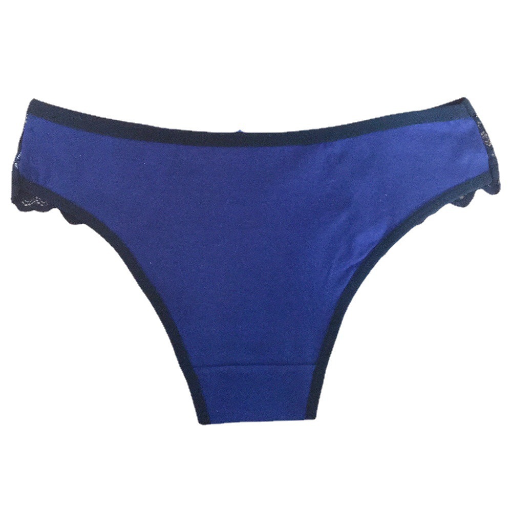 Women's Low Waist Lace Color Matching Panties Cotton Briefs - Image 2