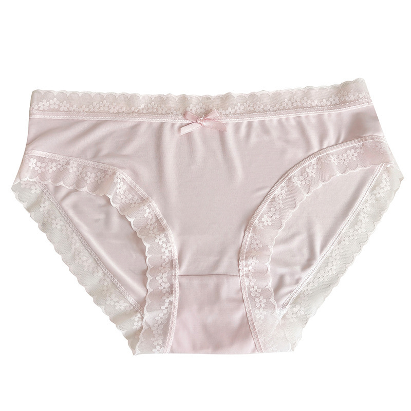 Women's Antibacterial Seamless Mid-Rise Sexy Lace-trimmed Thong Pants - Image 7