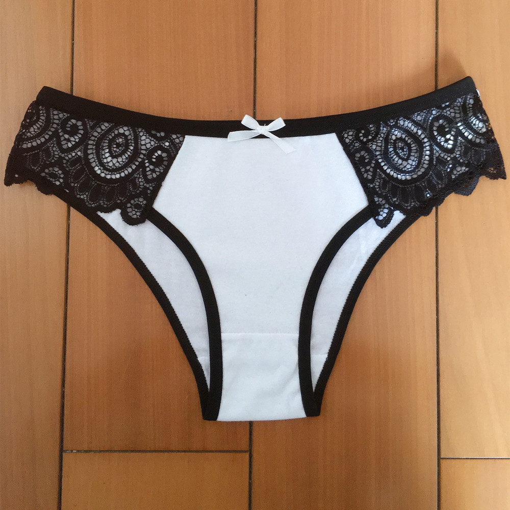 Women's Low Waist Lace Color Matching Panties Cotton Briefs - Image 7