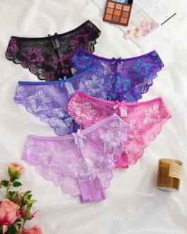 Cross Sheer Low Waist Lace Foreign Trade Underwear Women’s Comfortable Breathable Hollow Hip Lifting