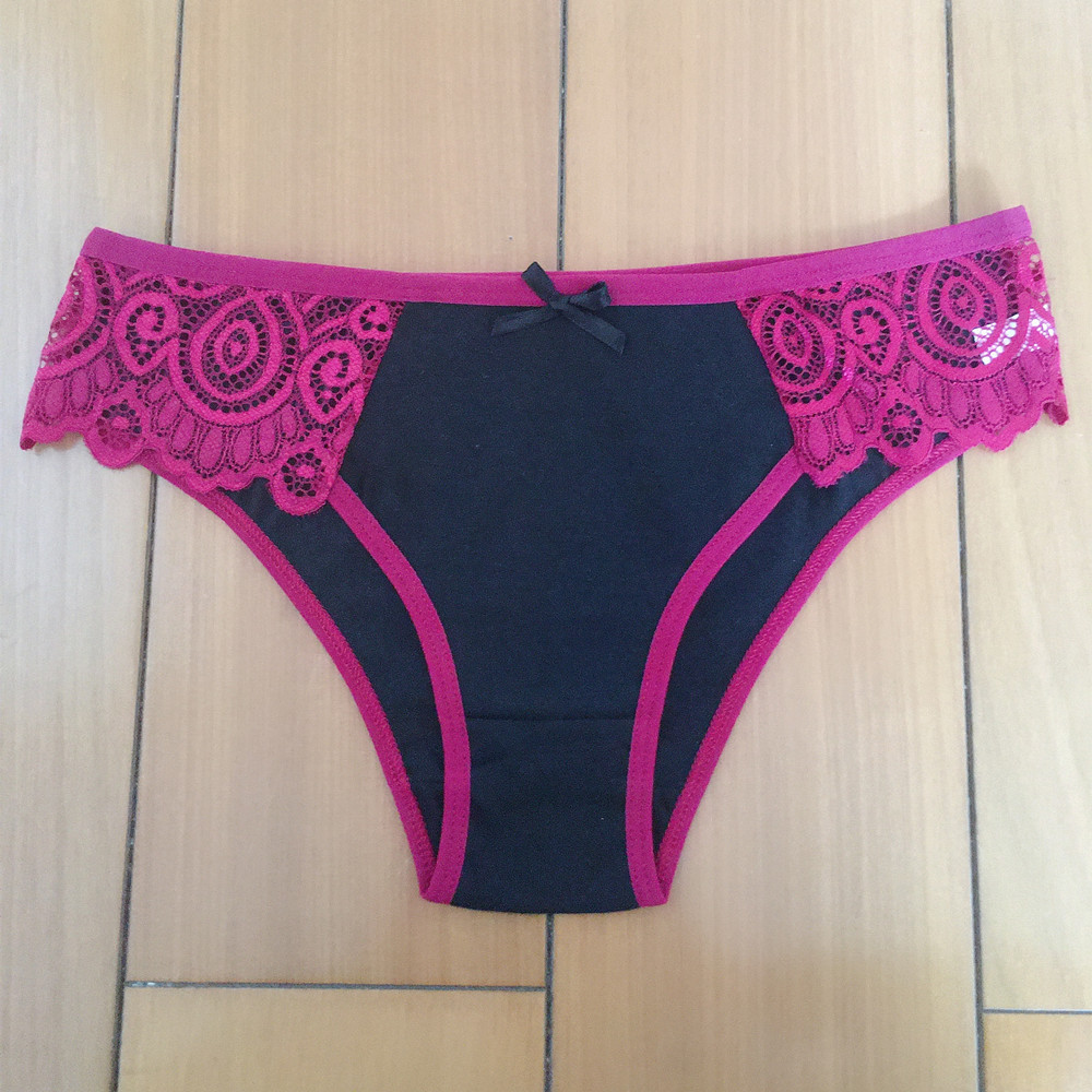 Women's Low Waist Lace Color Matching Panties Cotton Briefs - Image 10