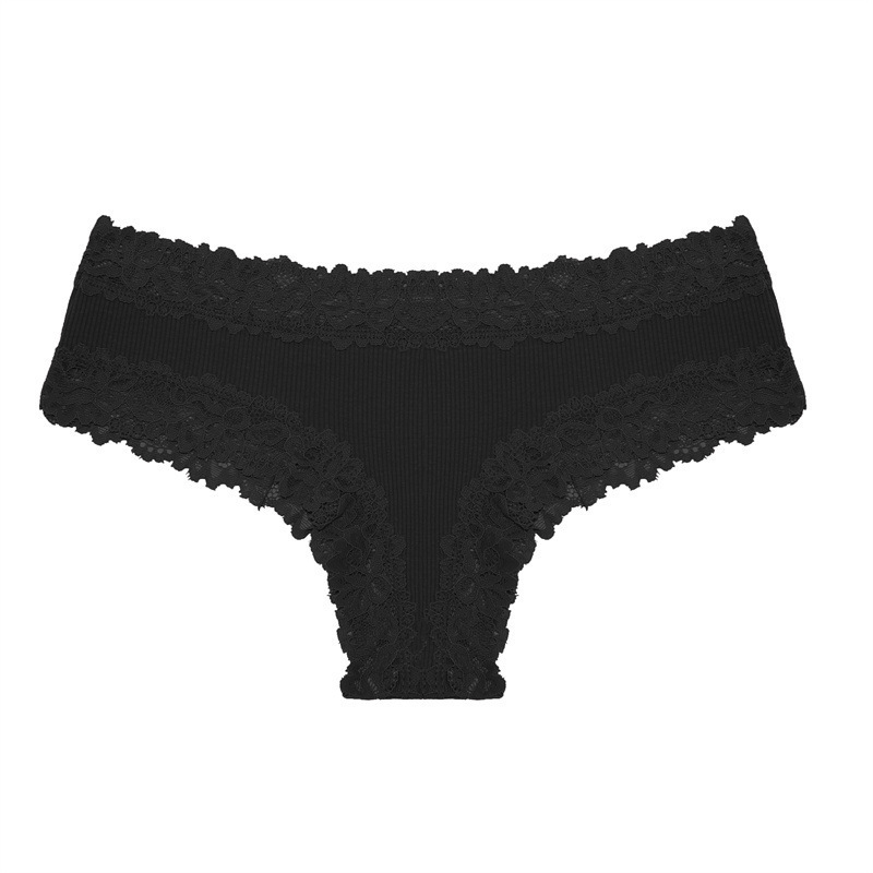 Rib Cotton Underwear Lace Sexy Pure Mid-waist French Style Women's Briefs - Image 4