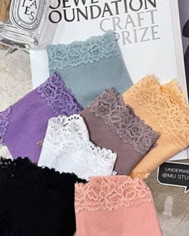 Rib Cotton Underwear Lace Sexy Pure Mid-waist French Style Women’s Briefs