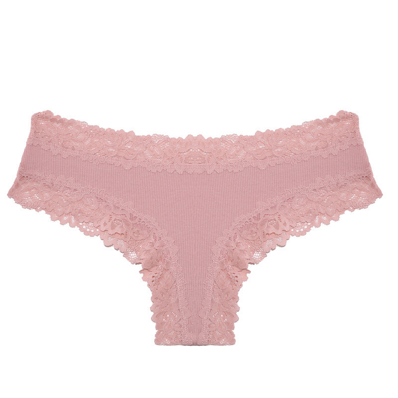 Rib Cotton Underwear Lace Sexy Pure Mid-waist French Style Women's Briefs - Image 3