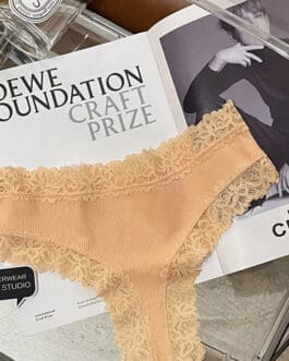 Rib Cotton Underwear Lace Sexy Pure Mid-waist French Style Women’s Briefs
