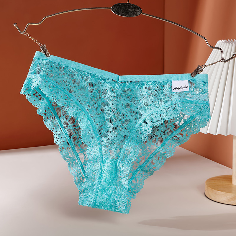 Women's Lace Panties Pure Desire Mid-waist Breathable Traceless Sexy Hollow Mesh Cotton Crotch Briefs - Image 8