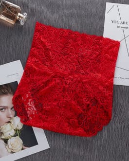 Net Red High Waist Belly Antibacterial Crotch Panties Women’s Cotton Pure Cotton Lace Mid-waist Shorts Large Size Ladies Briefs