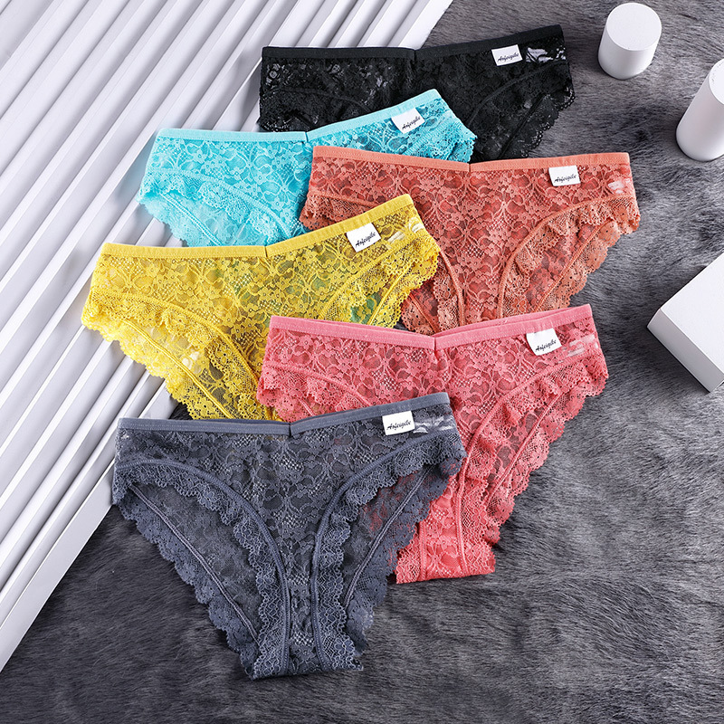 Women's Lace Panties Pure Desire Mid-waist Breathable Traceless Sexy Hollow Mesh Cotton Crotch Briefs - Image 5