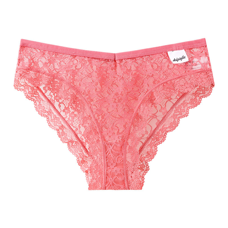 Women's Lace Panties Pure Desire Mid-waist Breathable Traceless Sexy Hollow Mesh Cotton Crotch Briefs - Image 4