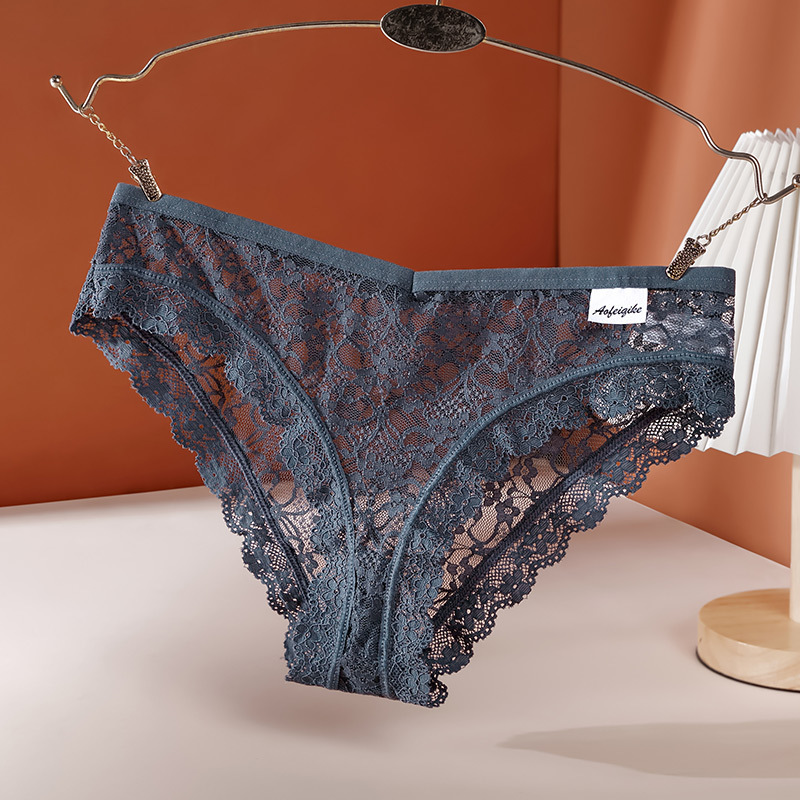 Women's Lace Panties Pure Desire Mid-waist Breathable Traceless Sexy Hollow Mesh Cotton Crotch Briefs - Image 2