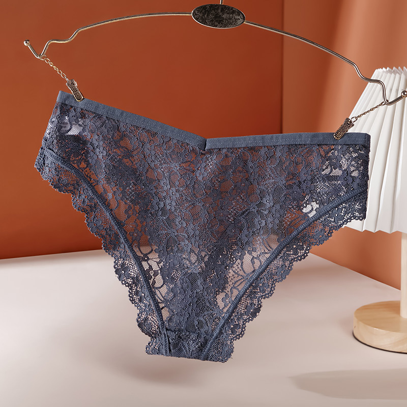 Women's Lace Panties Pure Desire Mid-waist Breathable Traceless Sexy Hollow Mesh Cotton Crotch Briefs - Image 6