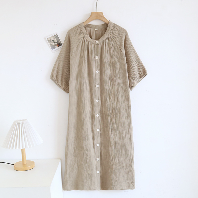 Japanese Crepe Pure Cotton Nightdress Women's Loose Homewear - Image 8