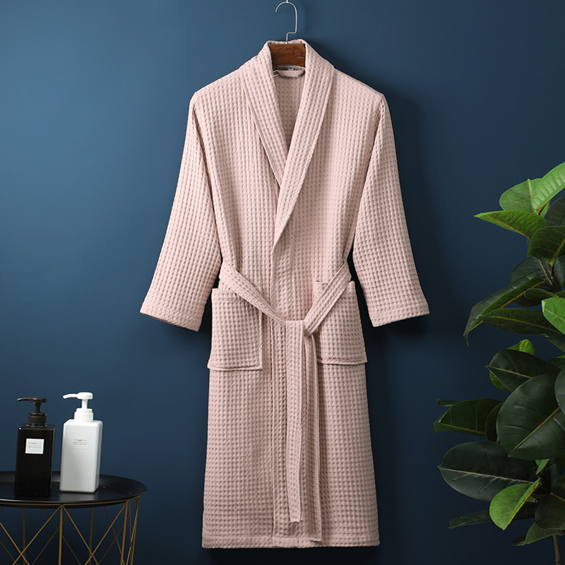 Pure Cotton Bathrobe Long Waffle All Cotton Nightgown - Image 8