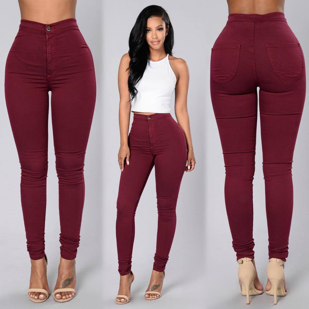 Legging thin waist stretch pencil pants tight candy colored jeans - Image 5