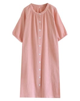 Japanese Crepe Pure Cotton Nightdress Women’s Loose Homewear