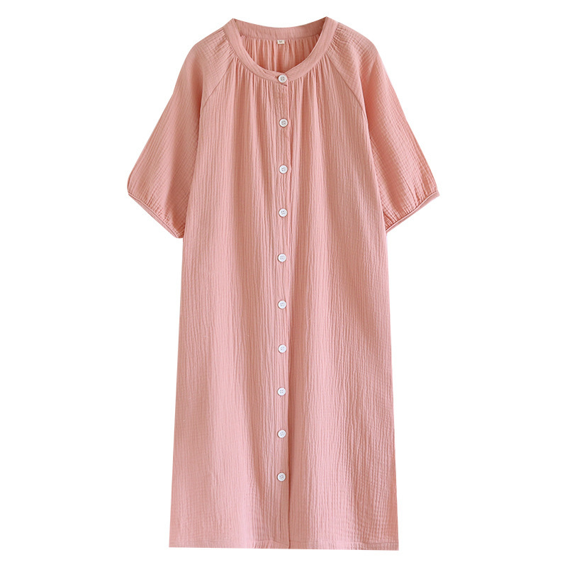 Japanese Crepe Pure Cotton Nightdress Women's Loose Homewear - Image 2