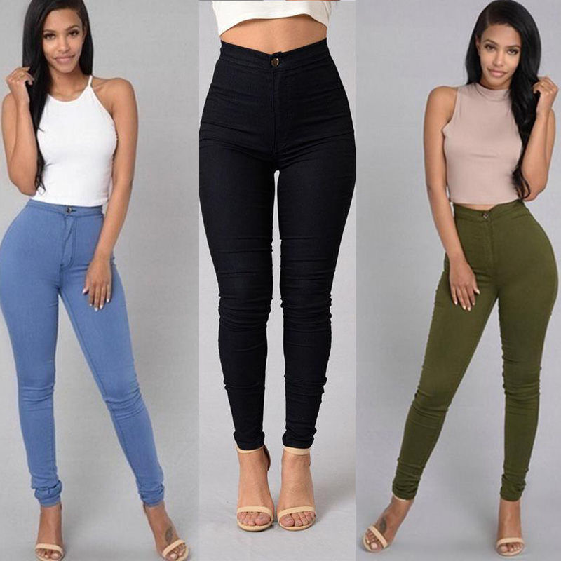Legging thin waist stretch pencil pants tight candy colored jeans