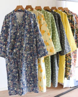 Japanese Sweet Purified Cotton Kimono Nightgown
