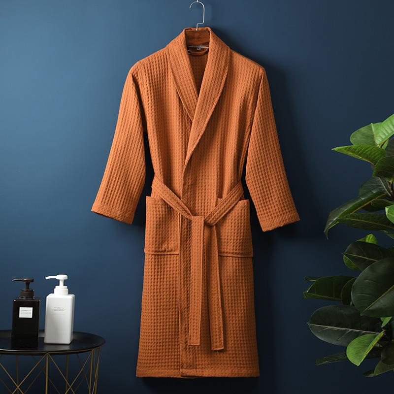 Pure Cotton Bathrobe Long Waffle All Cotton Nightgown - Image 10