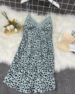 Ice And Snow Silk Leopard Nightdress Sexy V-neck