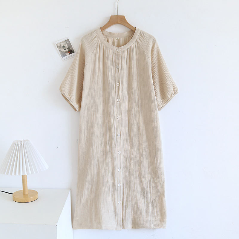 Japanese Crepe Pure Cotton Nightdress Women's Loose Homewear - Image 7