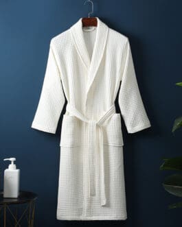 Pure Cotton Bathrobe Long Waffle All Cotton Nightgown