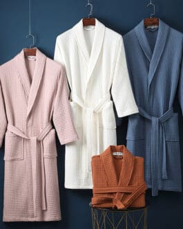 Pure Cotton Bathrobe Long Waffle All Cotton Nightgown