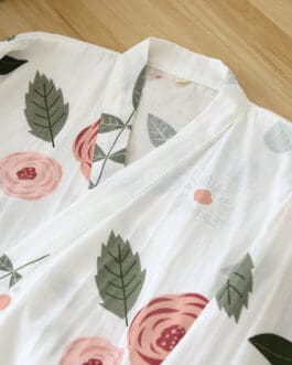 Women’s Cotton Gauze Nightgown Cardigan Nightdress